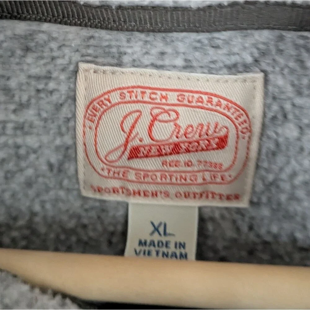 J.Crew Sweater Fleece Button Mock neck Pullover Sweatshirt Light Grey Nordic XL